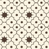 Taj Trellis Sepia wallpaper by Schumacher featuring a geometric trellis pattern in brown and cream tones.