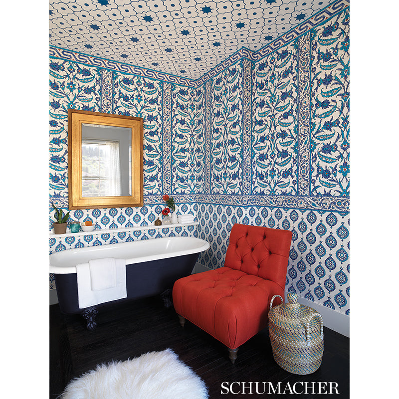 Taj Trellis Pomegranate by Schumacher Martyn Lawrence Bullard Geometric Trellis Wallpaper – Schumacher 5006622