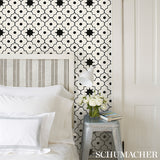 Taj Trellis Noir by Schumacher Martyn Lawrence Bullard Collection Wallpaper – Schumacher 5006623
