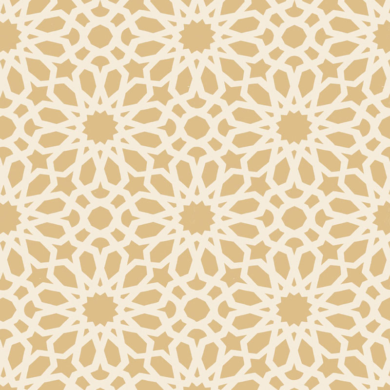 Agadir Screen geometric floral wallpaper in mocha by Schumacher, designed by Martyn Lawrence Bullard, shown in close-up and installed in an interior.