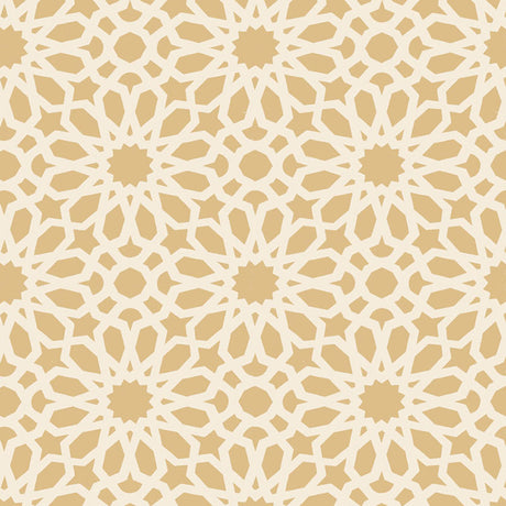 Agadir Screen geometric floral wallpaper in mocha by Schumacher, designed by Martyn Lawrence Bullard, shown in close-up and installed in an interior.