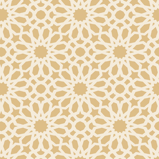 Agadir Screen geometric floral wallpaper in mocha by Schumacher, designed by Martyn Lawrence Bullard, shown in close-up and installed in an interior.