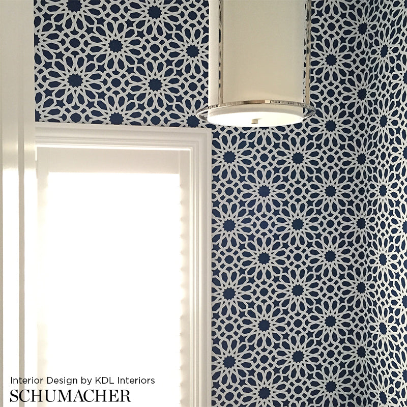 Agadir Screen Noir by Schumacher Geometric Floral Wallpaper – Martyn Lawrence Bullard 5006642