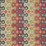 Darya Ikat Sidewall wallpaper in Spice by Schumacher, designed by Martyn Lawrence Bullard, shown in a stylish interior and pattern close-up.