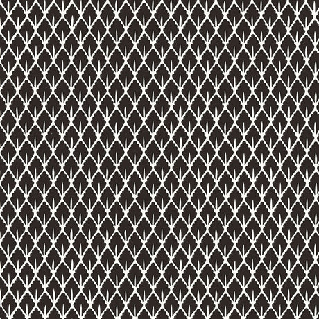 Mughal Leaf Noir wallpaper by Schumacher, designed by Martyn Lawrence Bullard. Black and white tightly patterned leaf print.