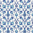 SULTAN'S TRELLIS wallpaper in Peacock blue by Schumacher, featuring an intricate Ottoman-inspired trellis floral pattern.