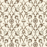 SULTAN'S TRELLIS Sepia wallpaper by Schumacher, Ottoman Chic Collection, floral trellis pattern in brown and cream tones.