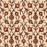 SULTAN'S TRELLIS wallpaper in POMEGRANATE by Schumacher, featuring an Ottoman-inspired trellis floral pattern in rich red and cream tones.