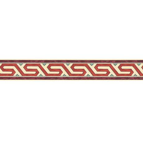 Bosphorus Border in Pomegranate by Schumacher, a hand-printed decorative wall border with geometric pattern from the Ottoman Chic collection.