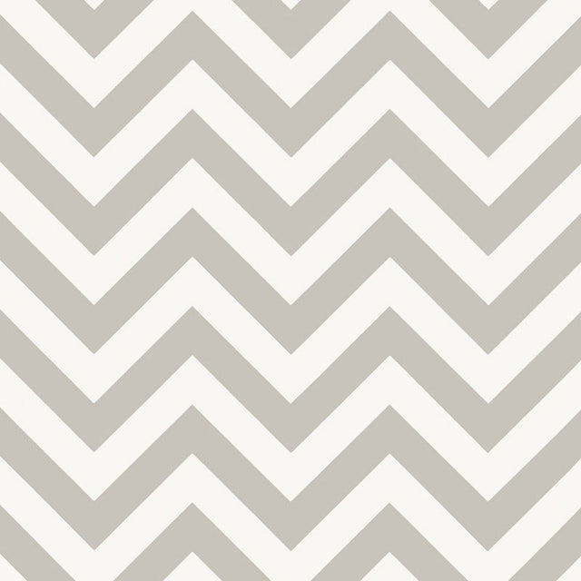Chevron stripe wallpaper in dusk colorway by Schumacher, styled in a modern entryway.