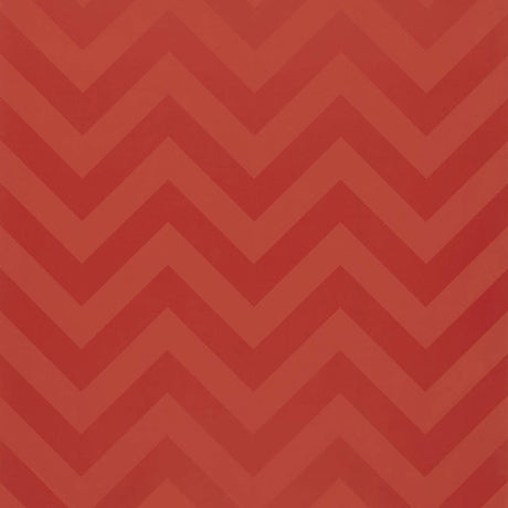 FEZ Pomegranate chevron stripe wallpaper by Schumacher, designed by Martyn Lawrence Bullard, shown in a bold red and a black-and-white interior setting.