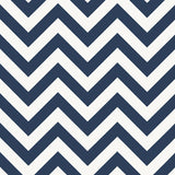 FEZ Lapis by Schumacher, a bold chevron stripe wallpaper in blue and white, designed by Martyn Lawrence Bullard