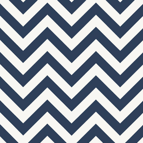 FEZ Lapis by Schumacher, a bold chevron stripe wallpaper in blue and white, designed by Martyn Lawrence Bullard