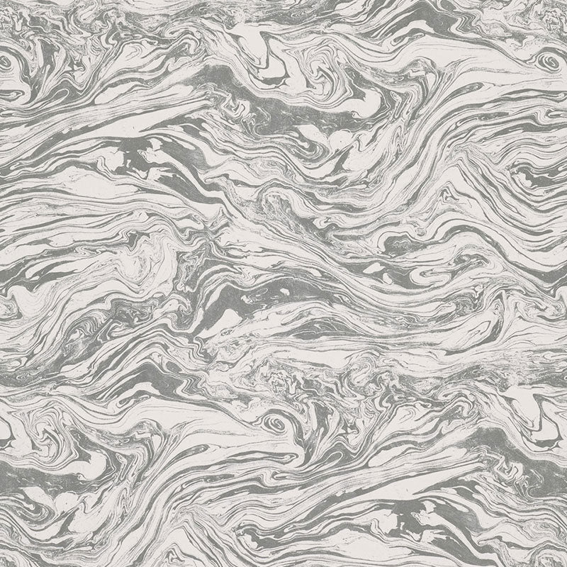 Romeo Carrara marbled faux effect wallpaper by Schumacher, designed by Martyn Lawrence Bullard, shown in a styled interior.