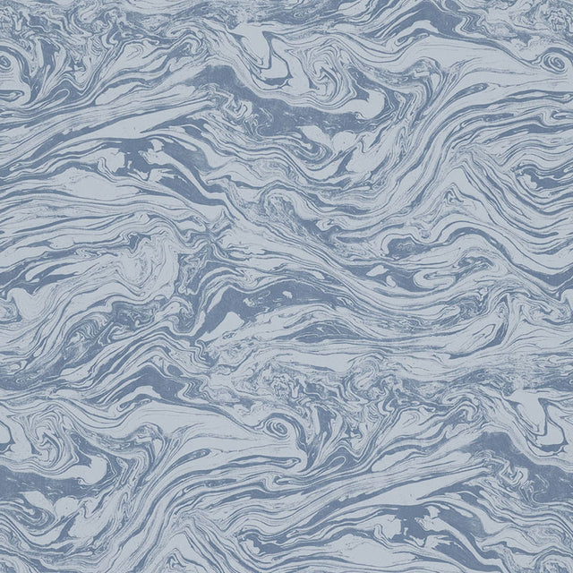 Romeo Lapis by Schumacher - Faux marble swirl blue wallpaper designed by Martyn Lawrence Bullard