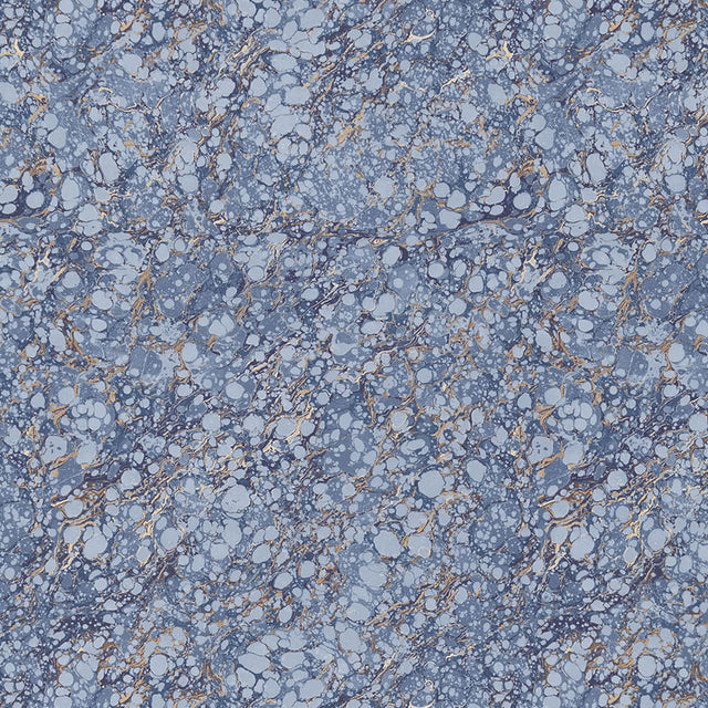 Florence Lapis by Schumacher, a marbled blue faux effect wallpaper designed by Martyn Lawrence Bullard