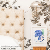 Pyne Hollyhock Charcoal by Schumacher Hand-Screened Floral Chintz Wallpaper – Schumacher 5006920