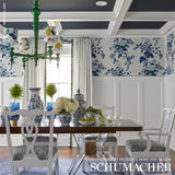 Pyne Hollyhock Indigo by Schumacher Hand-Screened Floral Chintz Wallpaper – Schumacher 5006922