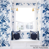 Pyne Hollyhock Indigo by Schumacher Hand-Screened Floral Chintz Wallpaper – Schumacher 5006922