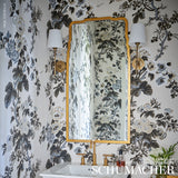 Pyne Hollyhock Grisaille by Schumacher Iconic Hand-Screened Floral Wallpaper – Schumacher 5006923