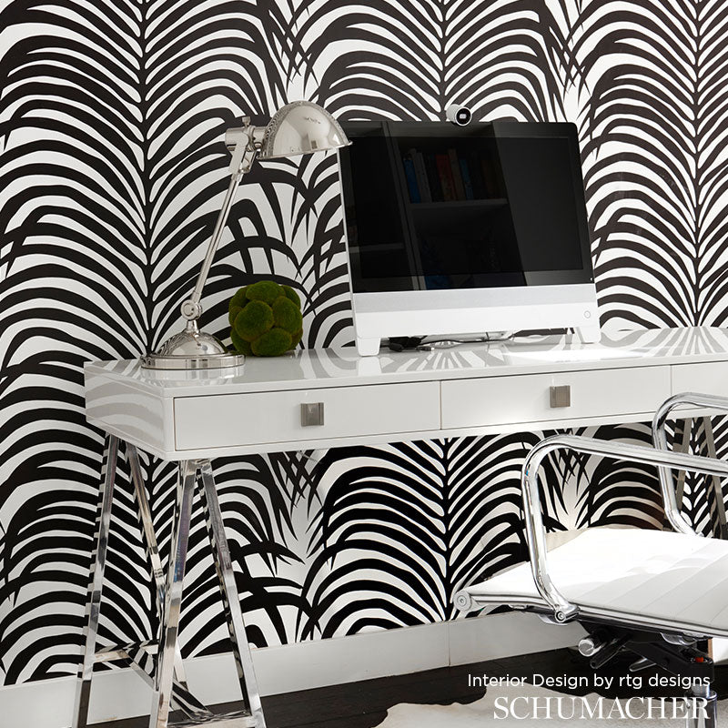 Zebra Palm Khaki by Schumacher Bold Palm Leaf Wallpaper – Print Happy Collection 5006930