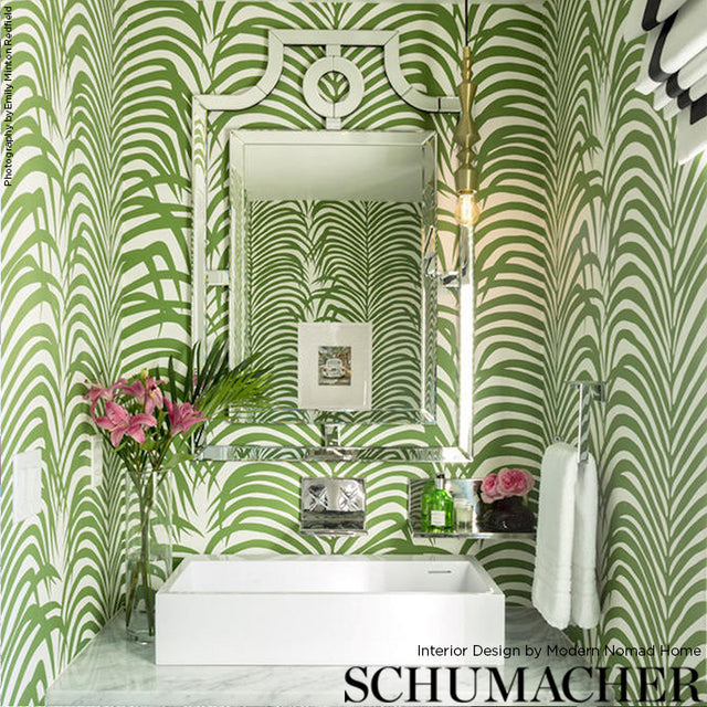 Zebra Palm Jungle by Schumacher Bold Palm Frond Wallpaper – Schumacher 5006931