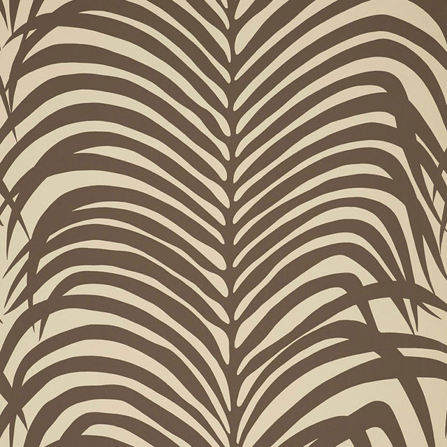 Zebra Palm wallpaper in Java by Schumacher, featuring bold palm leaf silhouettes for a striking, modern look.