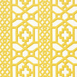 Zanzibar Trellis Canary by Schumacher - a bold yellow geometric trellis wallpaper pattern in a bright, modern room setting.