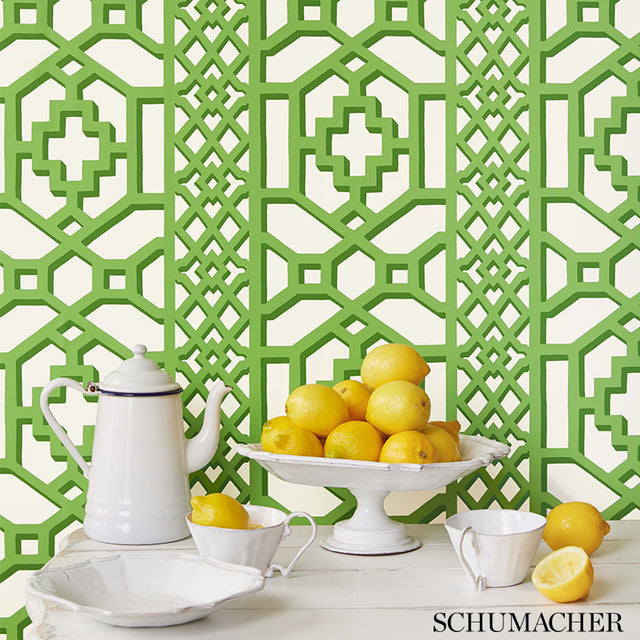 Zanzibar Trellis Cloud by Schumacher Geometric Trellis Wallpaper – Schumacher 5006943