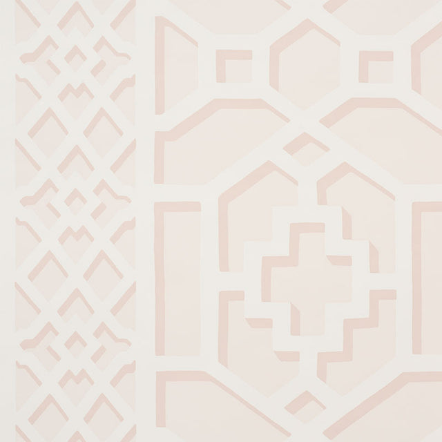 Zanzibar Trellis Blush by Schumacher Modern Geometric Trellis Wallpaper – Schumacher 5006944