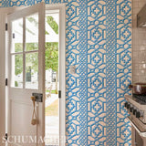Zanzibar Trellis Coral by Schumacher Bold Geometric Wallpaper – Schumacher 5006946