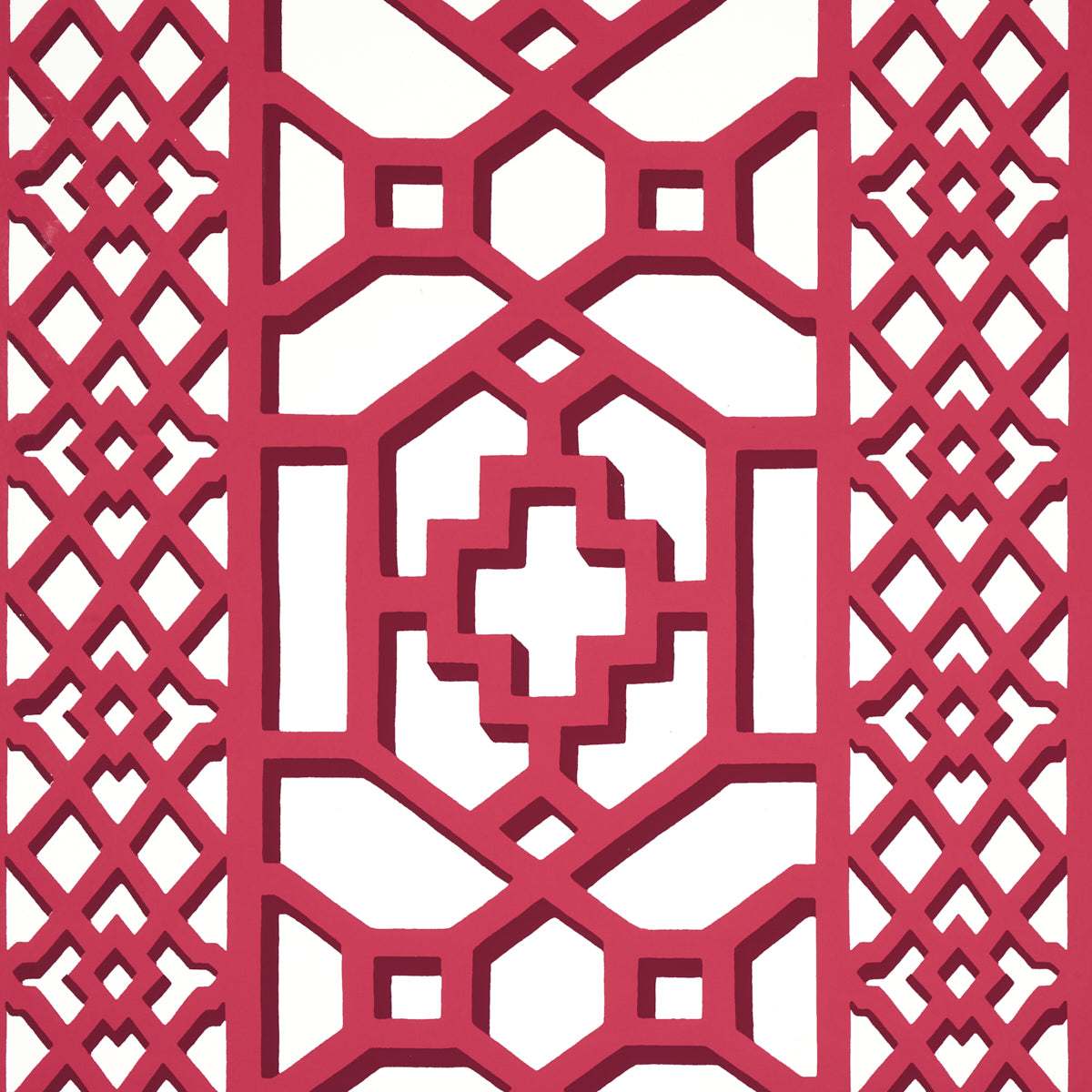 Zanzibar Trellis Lacquer Red by Schumacher Geometric Fretwork Wallpaper – Schumacher 5006948