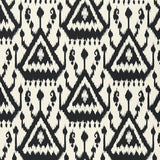 Vientiane Ikat Ebony by Schumacher - black and white geometric ikat wallpaper in a modern interior setting