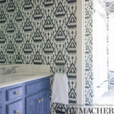 Vientiane Ikat Indigo by Schumacher Bold Geometric Ikat Wallpaper – Schumacher 5006952