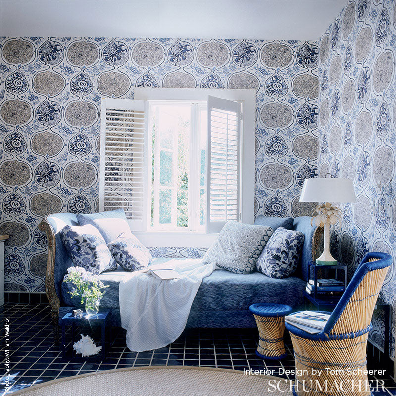 KATSUGI Cobalt & Turquoise by Schumacher Exuberant Prints Wallpaper – Schumacher 5006961