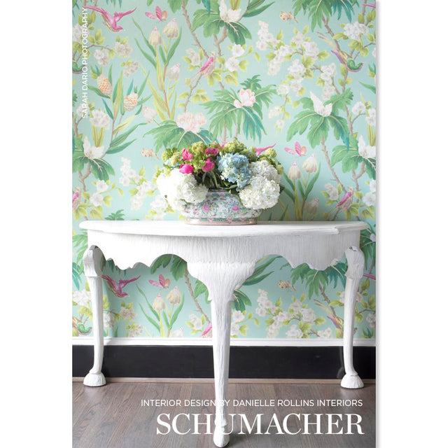 Seychelles Sea by Schumacher Tropical Birds & Blooms Wallpaper – Schumacher 5006971