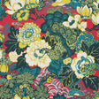 Shanghai Peacock wallpaper in Cerise by Schumacher, featuring vibrant peacocks and florals on a bold background.