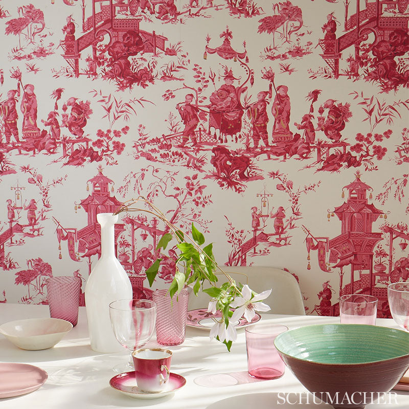 Chinois China Blue by Schumacher Scenic Toile Wallpaper – Schumacher 5007002