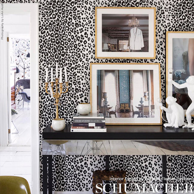 Iconic Leopard Graphite by Schumacher Bold Animal Print Wallpaper – Schumacher 5007012