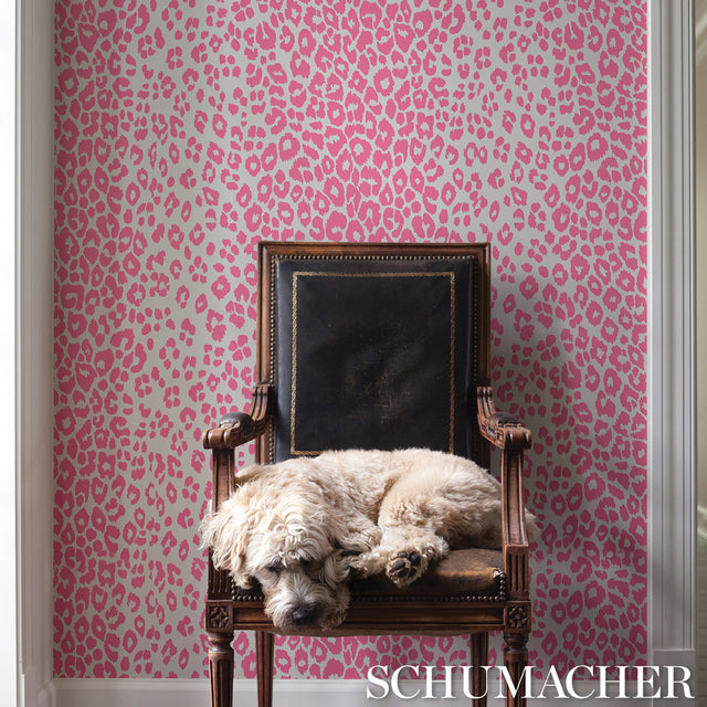 Iconic Leopard Pink by Schumacher Bold Animal Print Wallpaper – Schumacher 5007016