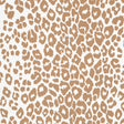 Iconic Leopard wallpaper in camel by Schumacher, featuring a bold animal print pattern in tan and white.
