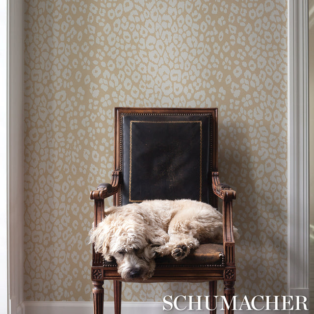 Iconic Leopard Ivory on Neutral by Schumacher Animal Print Wallpaper – Schumacher 5007020