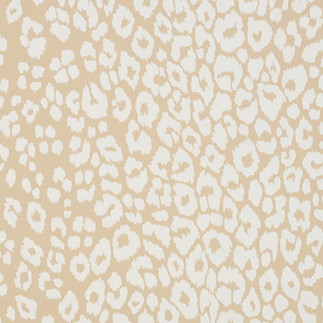 Iconic Leopard wallpaper in Ivory on Neutral by Schumacher, featuring a bold animal print pattern in beige and white tones.