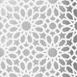 Agadir Screen Mylar wallpaper in Moon by Schumacher, geometric floral pattern with a dazzling kaleidoscopic effect.