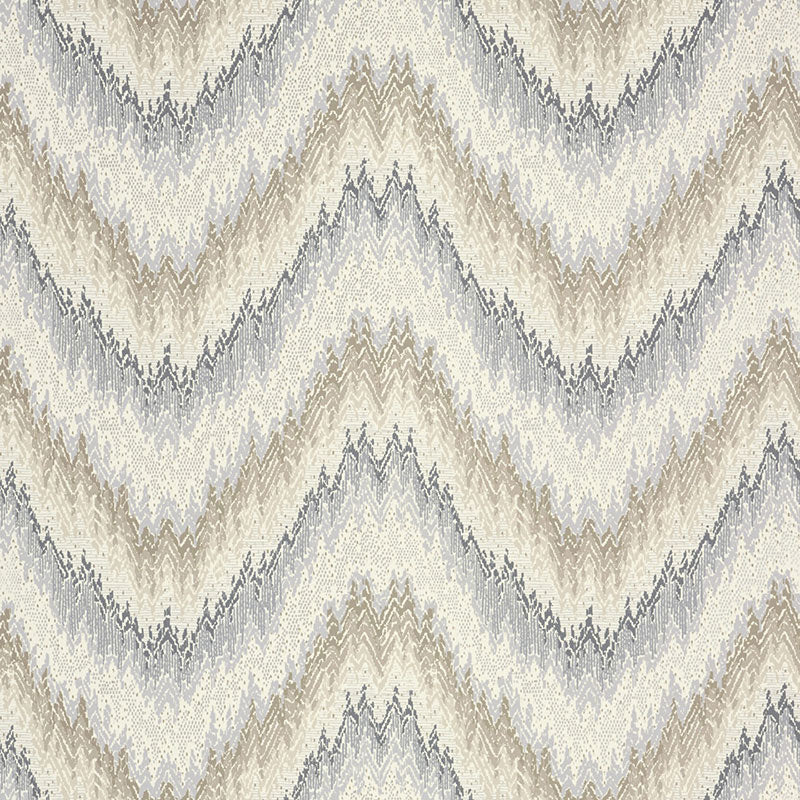 PETIT FEU wallpaper in greige with a chevron zigzag pattern from Schumacher's THE SMART SET collection.