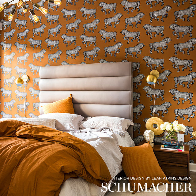 Faubourg Brown by Schumacher Graphic Horse Pattern Wallpaper – Schumacher 5007090