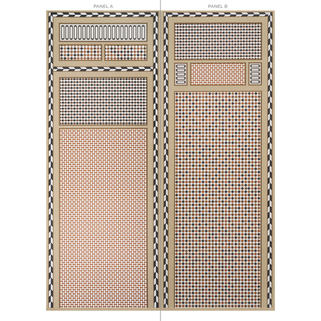 ROBINCHON PANEL A Brown by Schumacher CLUB CAVALIER Geometric Wallpaper Panel – Schumacher 5007100
