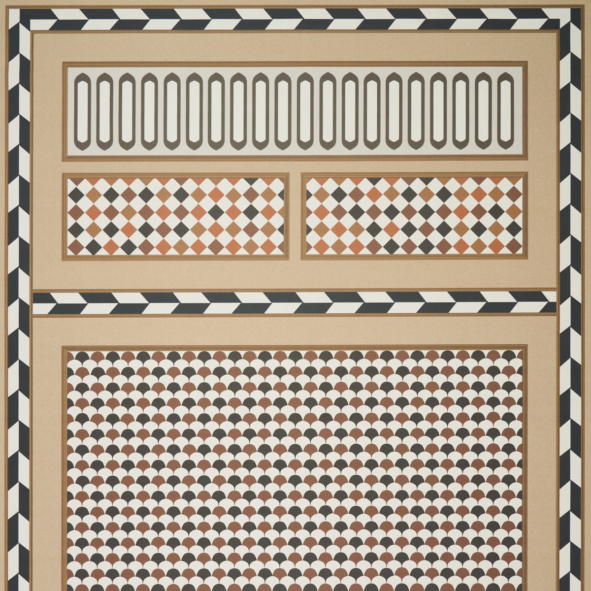 ROBINCHON PANEL A Brown by Schumacher CLUB CAVALIER Geometric Wallpaper Panel – Schumacher 5007100