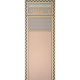 ROBINCHON PANEL A wallpaper panel in brown geometric and mosaic pattern from Schumacher's CLUB CAVALIER collection, shown in a modern interior setting.