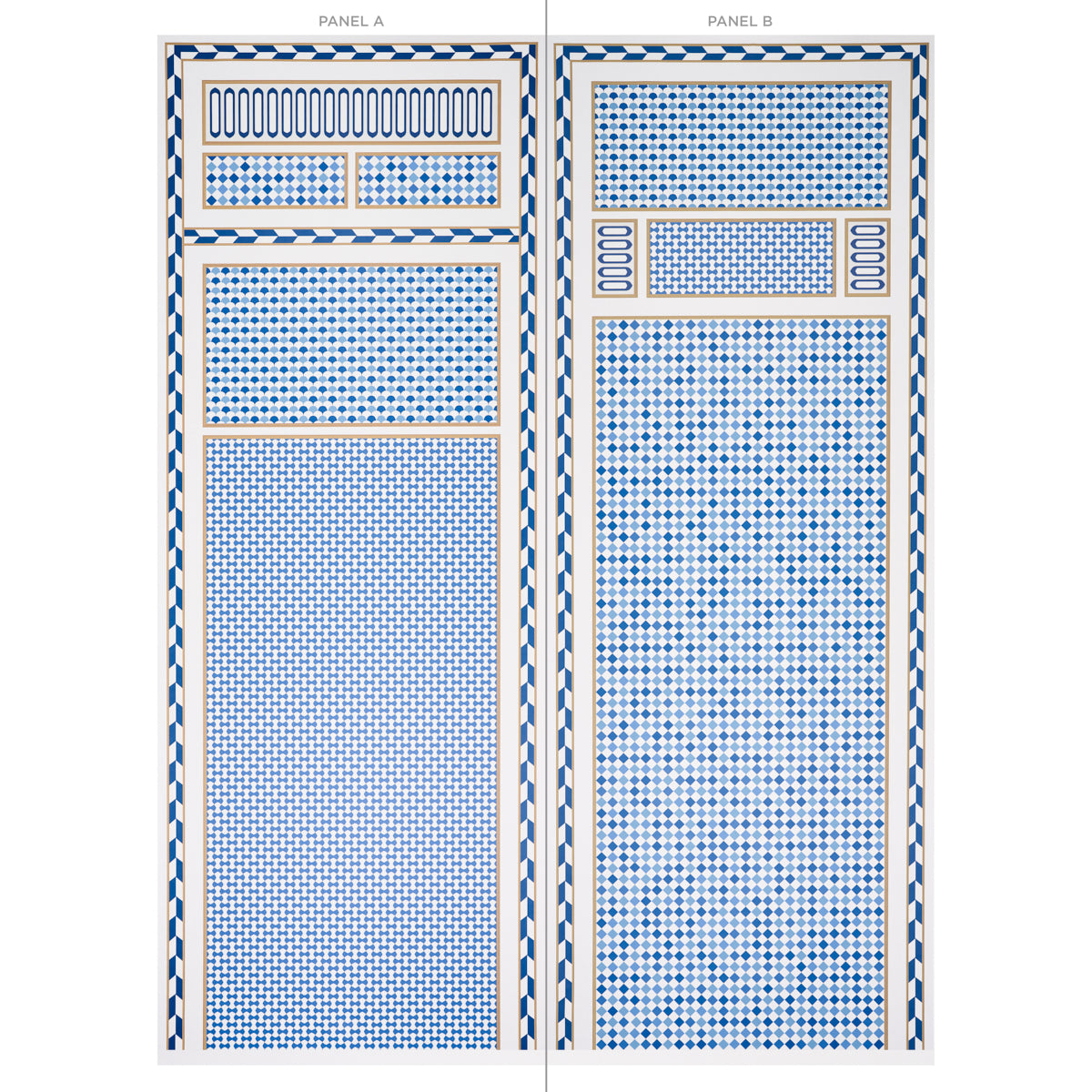 ROBINCHON PANEL A Blue by Schumacher Geometric Wallpaper Panel – Schumacher 5007101